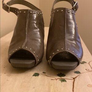 Franco Sarto Stylish Gun Metal Gray studded Peep-Toe Women's Shoes